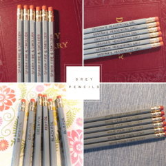 Six Grey Personalized Pencils